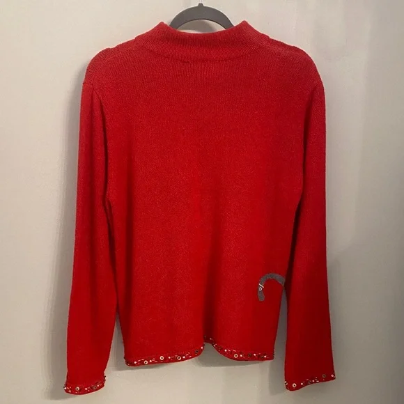 Coldwater Creek Vibrant Red Cat Design Cardigan - Picture 5 of 6